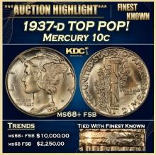 1937-d Mercury Dime TOP POP! 10c ms68+ fsb SEGS