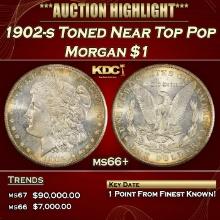 1902-s Morgan Dollar Toned Near Top Pop $1 ms66+ SEGS
