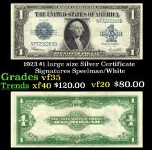 1923 $1 large size Silver Certificate Grades vf++ Signatures Speelman/White