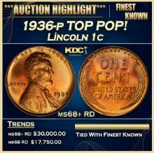 1936-p Lincoln Cent TOP POP! 1c ms68+ RD SEGS