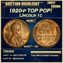 1920-p Lincoln Cent TOP POP! 1c ms67+ rd SEGS