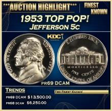1953 Proof Jefferson Nickel TOP POP! 5c pr69 DCAM SEGS