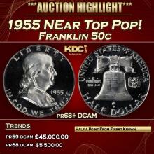 1955 Proof Franklin Half Dollar NEar Top Pop! 50c pr68+ DCAM SEGS