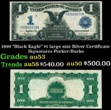 1899 $1 large size Silver Certificate "Black Eagle" Grades Select AU Signatures Parker/Burke
