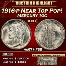 1916-p Mercury Dime Near Top Pop! 10c ms67+ FSB SEGS