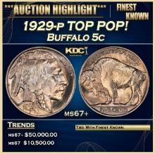 1929-p Buffalo Nickel TOP POP! 5c ms67+ SEGS