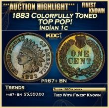 1883 Proof Indian Cent Colorfully Toned TOP POP! 1c pr67+ BN SEGS