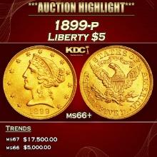 1899-p Gold Liberty Half Eagle $5 ms66+ SEGS