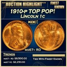 1910-p Lincoln Cent TOP POP! 1c ms67+ RD SEGS