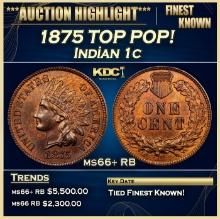 1875 Indian Cent TOP POP! 1c ms66+ RB SEGS
