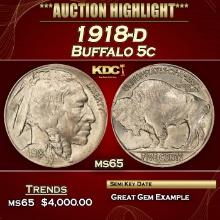1918-d Buffalo Nickel 5c ms65 SEGS