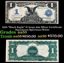 1899 $1 large size Silver Certificate "Black Eagle" Grades Select AU Signatures Speelman/White