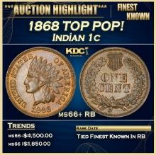 1868 Indian Cent TOP POP! 1c ms66+ RB SEGS