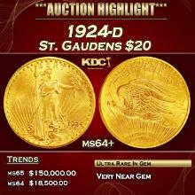 1924-d Gold St. Gaudens Double Eagle $20 ms64+ SEGS