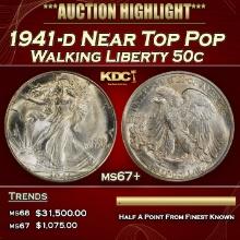 1941-d Walking Liberty Half Dollar Near Top Pop 50c ms67+ SEGS