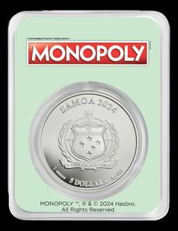 2024 Free Parking Monopoly 1oz .999 Silver Round Colorized Samoa Round