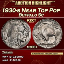 1930-s Buffalo Nickel Near Top Pop 5c ms66+ SEGS