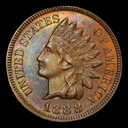 1888 Proof Indian Cent Colorfully Toned TOP POP! 1c pr66+ bn SEGS