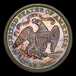 1869 Proof Seated Liberty Quarter Rainbow Toned Near Top Pop 25c pr66+ SEGS