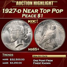 1927-d Peace Dollar Near Top Pop $1 ms65+ SEGS