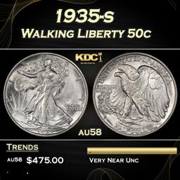 1935-s Walking Liberty Half Dollar 50c Grades au58