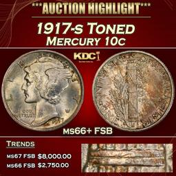 1917-s Mercury Dime Toned 10c ms66+ FSB SEGS