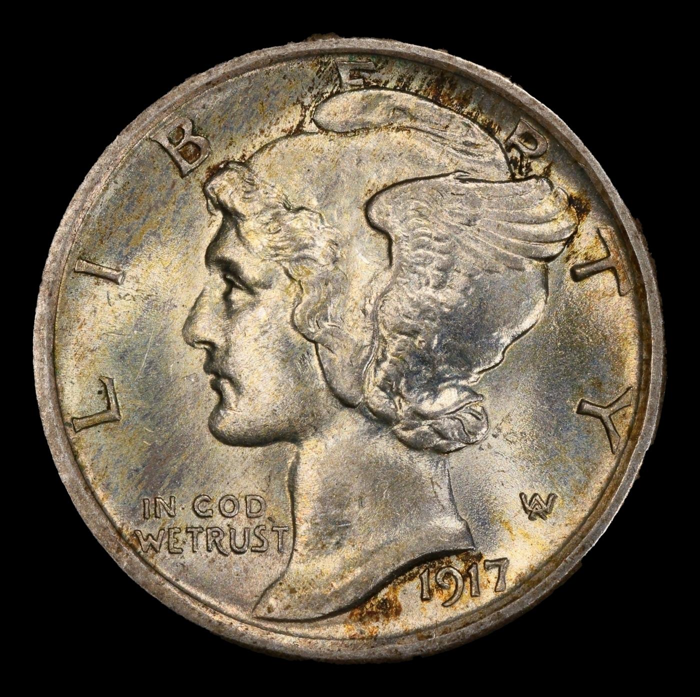1917-s Mercury Dime Toned 10c ms66+ FSB SEGS
