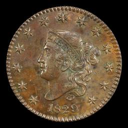 1829 Lg Letters Coronet Head Large Cent 1c ms62+ USCG