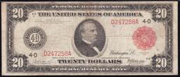 1914 $20 Large Size Blue Seal Federal Resrve Note Grades vf+ Cleveland