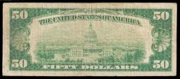 1928 $50 Gold Certificate FR-2404 Signatures Woods/Mellon Grades vf+