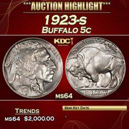 1923-s Buffalo Nickel 5c ms64 SEGS