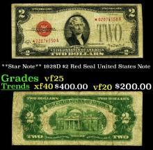 **Star Note** 1928D $2 Red Seal United States Note Grades vf+