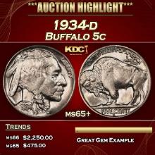 1934-d Buffalo Nickel 5c ms65+ SEGS