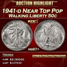 1941-d Walking Liberty Half Dollar Near Top Pop 50c ms67+ SEGS