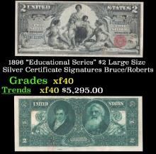 1896 $2 Large Size Silver Certificate "Educational Series" Grades xf Signatures Bruce/Roberts