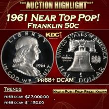 1961 Proof Franklin Half Dollar Near Top Pop! 50c pr68+ DCAM SEGS