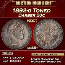 1892-o Barber Half Dollars Toned 50c ms65+ SEGS
