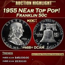 1955 Proof Franklin Half Dollar NEar Top Pop! 50c pr68+ DCAM SEGS
