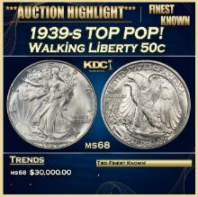 1939-s Walking Liberty Half Dollar TOP POP! 50c ms68 SEGS