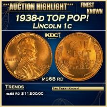 1938-d Lincoln Cent TOP POP! 1c ms68 rd SEGS