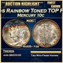 1943-s Mercury Dime Rainbow Toned TOP POP! 10c ms68+ fsb SEGS