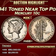 1941 Proof Mercury Dime Toned Near Top Pop 10c pr68+ SEGS