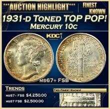 1931-d Mercury Dime Toned TOP POP! 10c ms67+ FSB SEGS