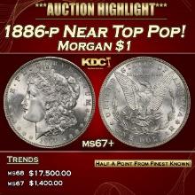 1886-p Morgan Dollar Near Top Pop! $1 ms67+ SEGS