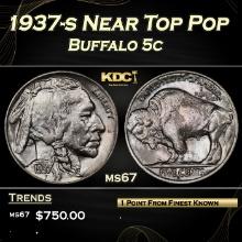 1937-s Buffalo Nickel Near Top Pop 5c ms67 SEGS