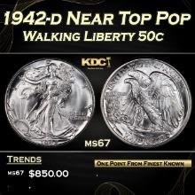 1942-d Walking Liberty Half Dollar Near Top Pop 50c ms67 SEGS