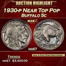 1930-p Buffalo Nickel Near Top Pop 5c ms67 SEGS
