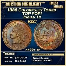 1888 Proof Indian Cent Colorfully Toned TOP POP! 1c pr66+ bn SEGS