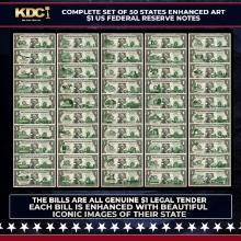 Complete Set of 50 States Enhanced Art $1 US Federal Reserve Notes (The Bills Are Real) Other Toy