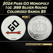 2024 Pass GO Monopoly 1oz .999 Silver Round Colorized Samoa Round